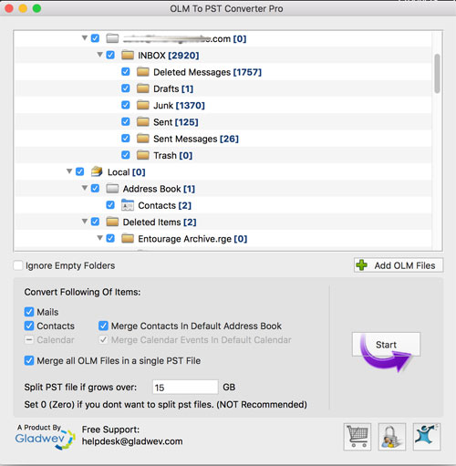 Outlook Mac to PST on Mac OS X Select Folders